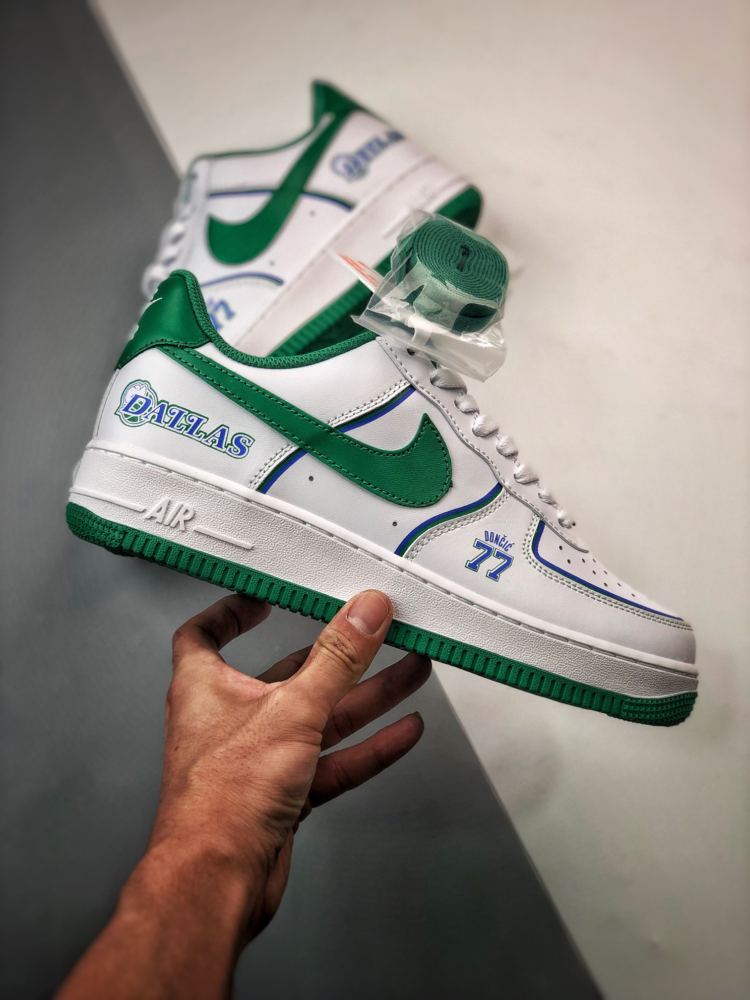 Custom Nike Air Force 1 Low “Dallas” Green White For Sale
