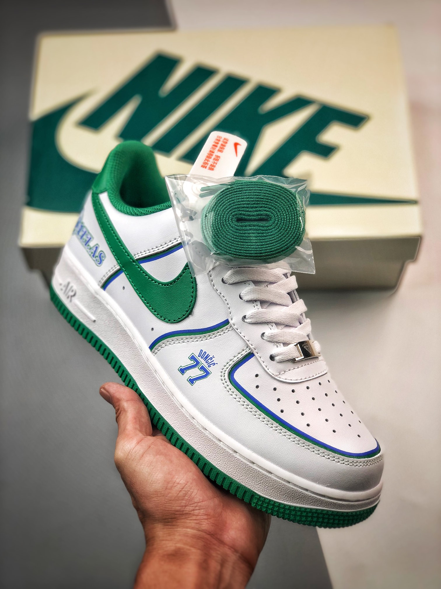 Custom Nike Air Force 1 Low “Dallas” Green White For Sale