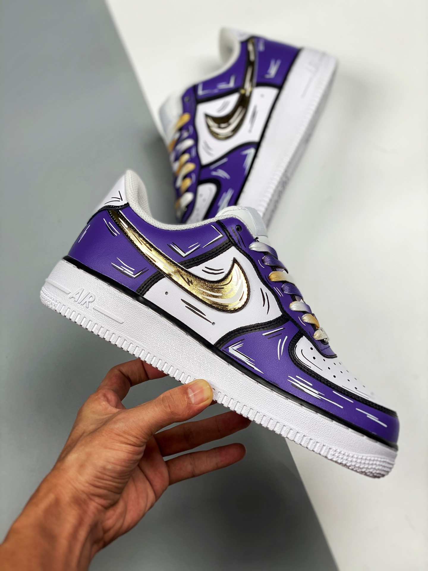 Custom Nike Air Force 1 Low “Lakers” Purple White For Sale