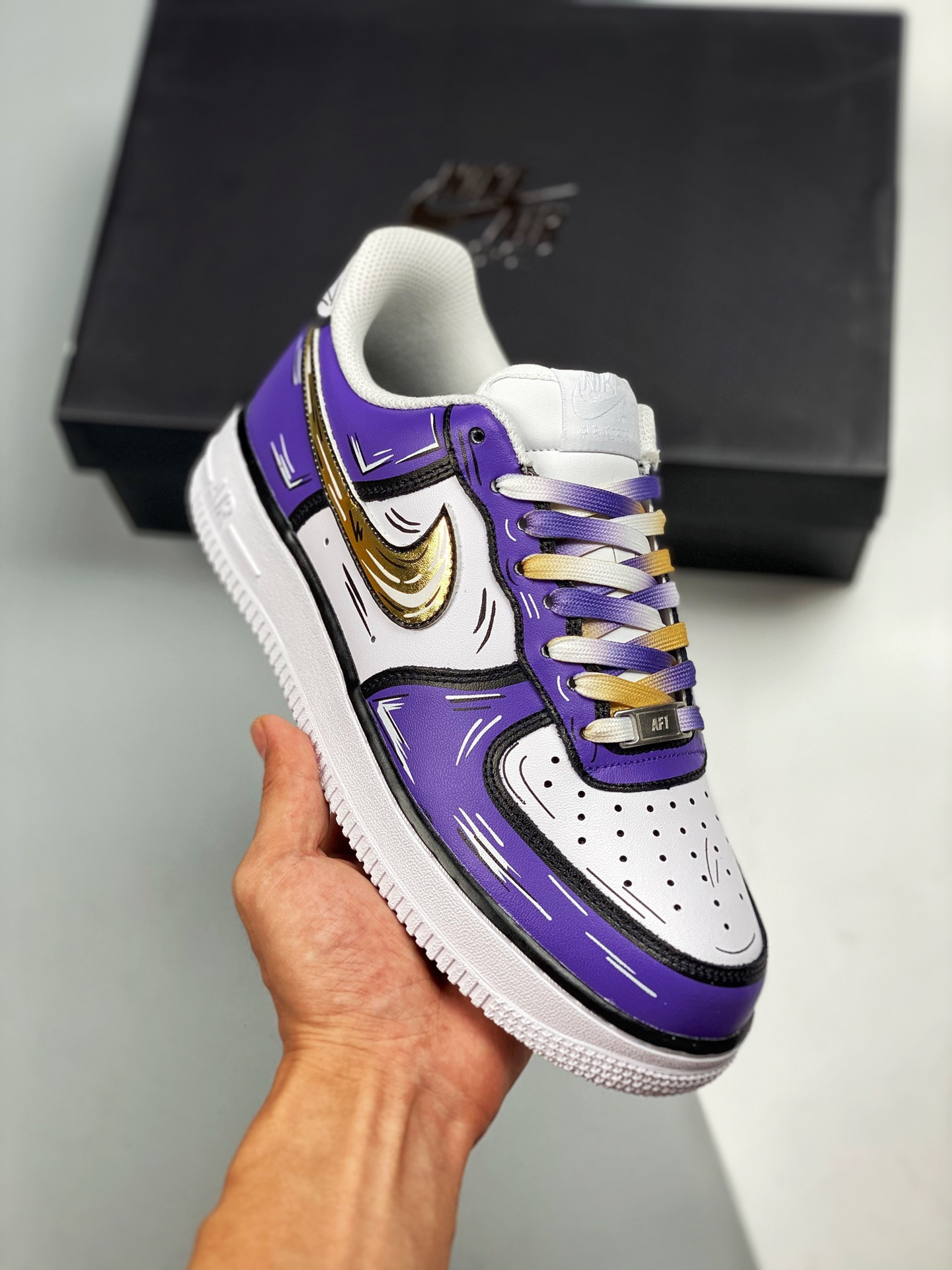 Custom Nike Air Force 1 Low “Lakers” Purple White For Sale