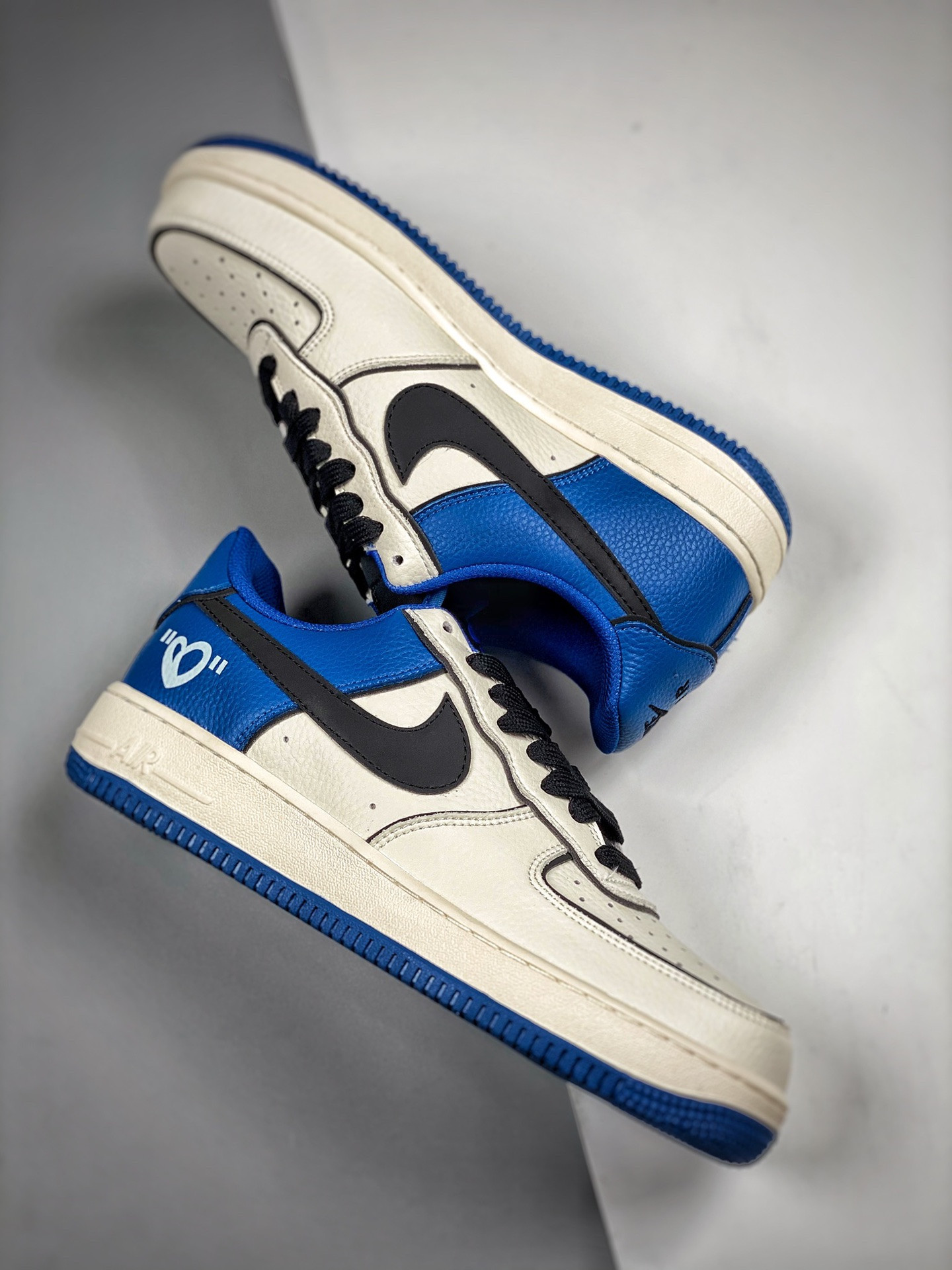 Custom Nike Air Force 1 Low “Valentine’s Day” White Blue Black For Sale