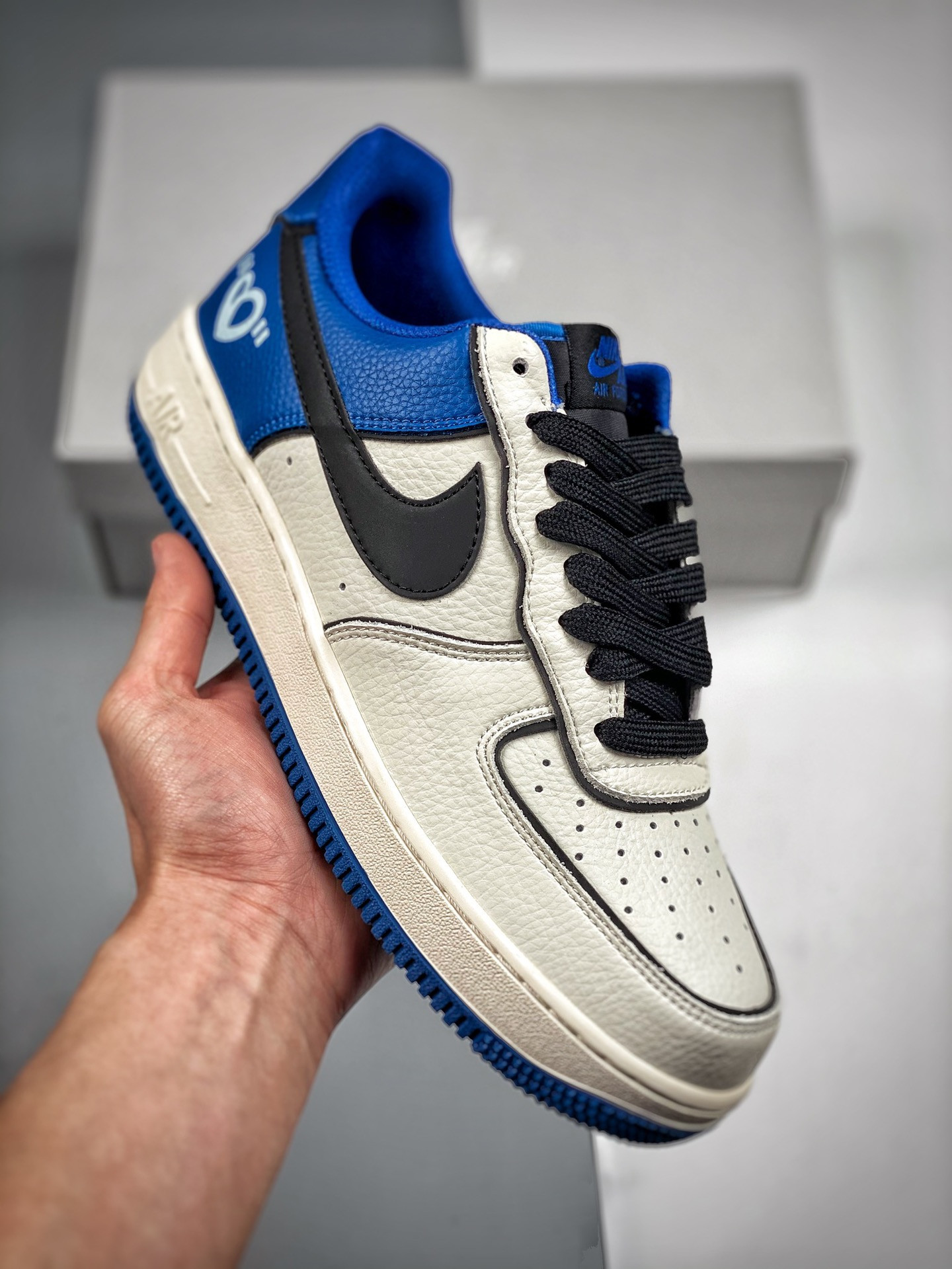 Custom Nike Air Force 1 Low “Valentine’s Day” White Blue Black For Sale