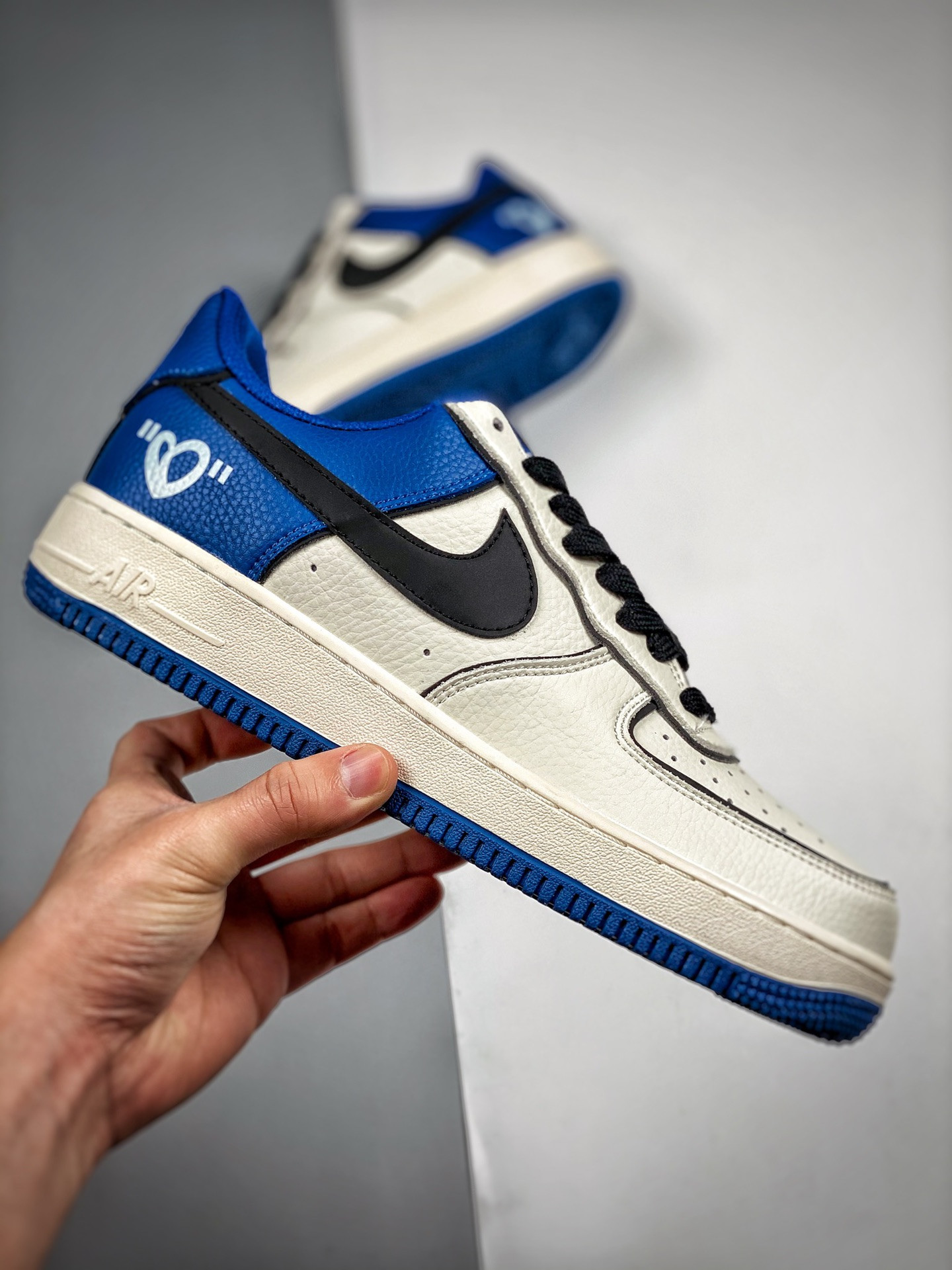 Custom Nike Air Force 1 Low “Valentine’s Day” White Blue Black For Sale