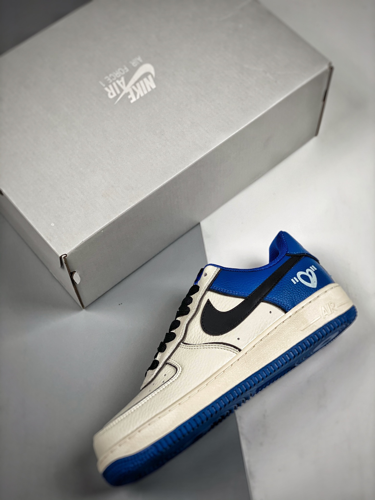 Custom Nike Air Force 1 Low “Valentine’s Day” White Blue Black For Sale