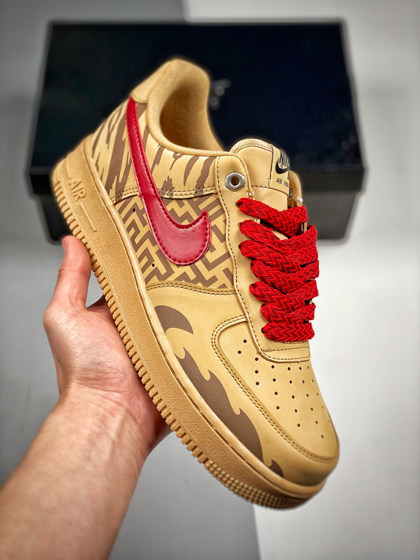 Custom Nike Air Force 1 Low “Year of the Tiger” Wheat For Sale