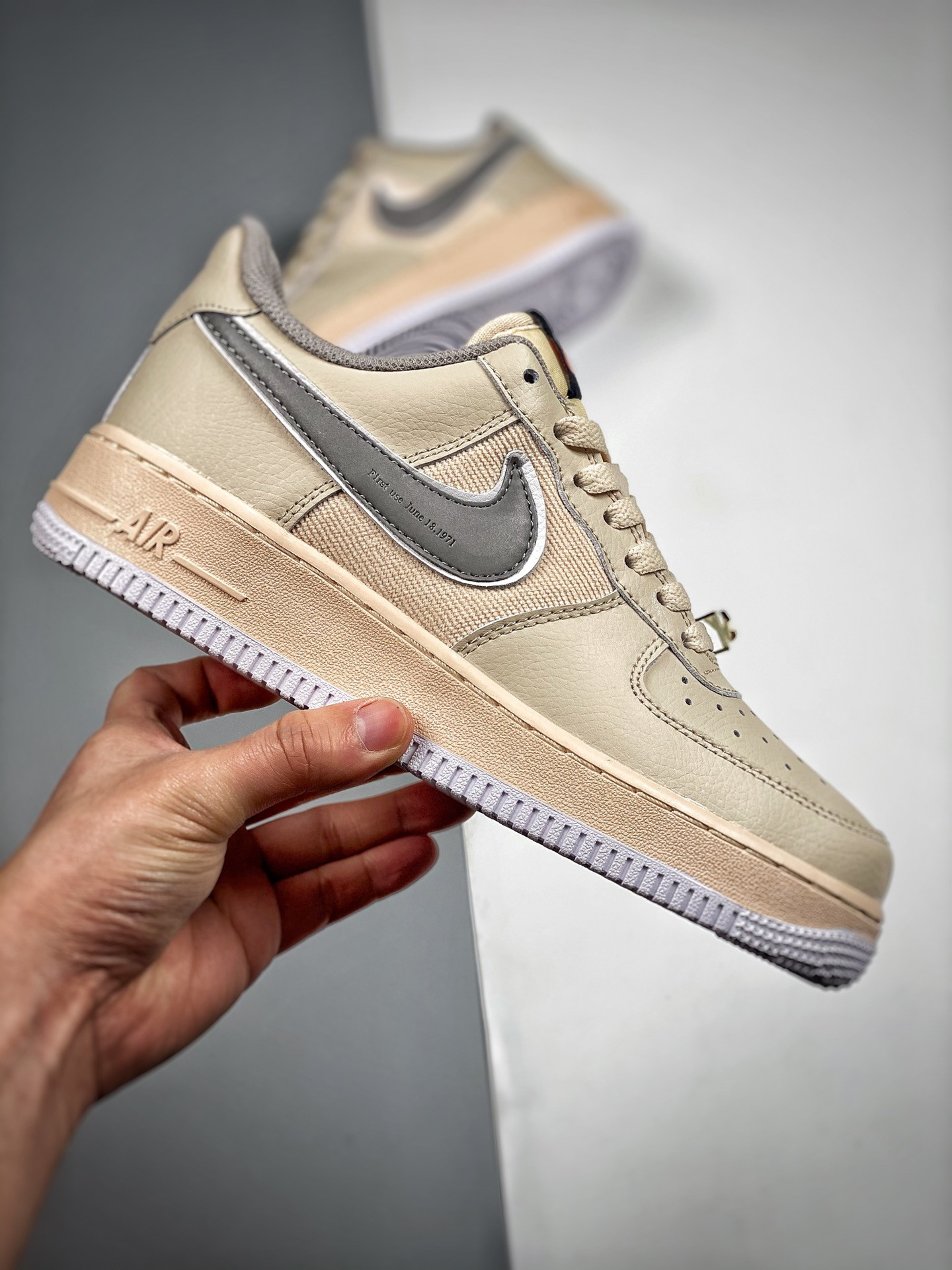Custom Nike Air Force 1 Low Beige Grey For Sale