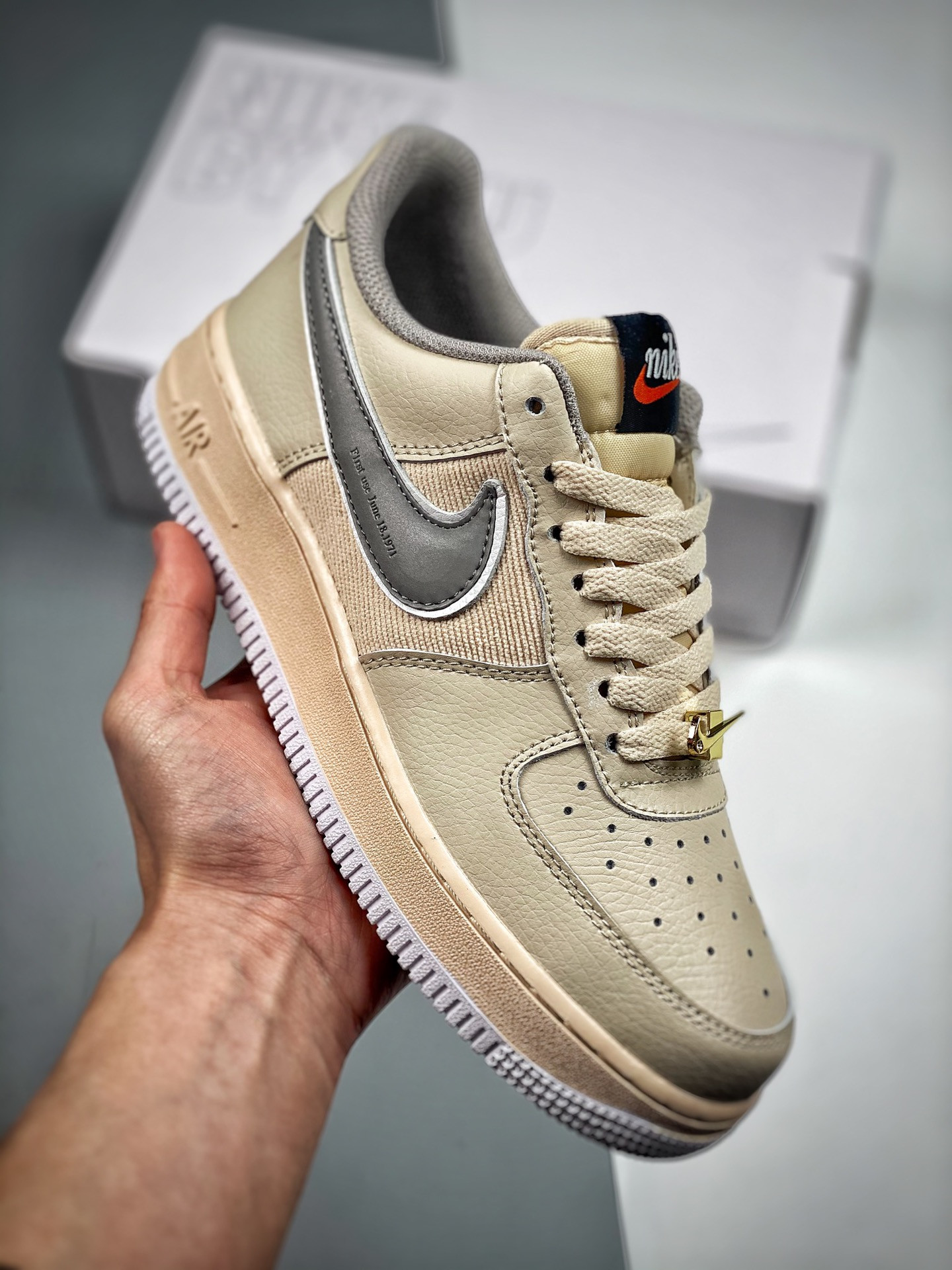 Custom Nike Air Force 1 Low Beige Grey For Sale