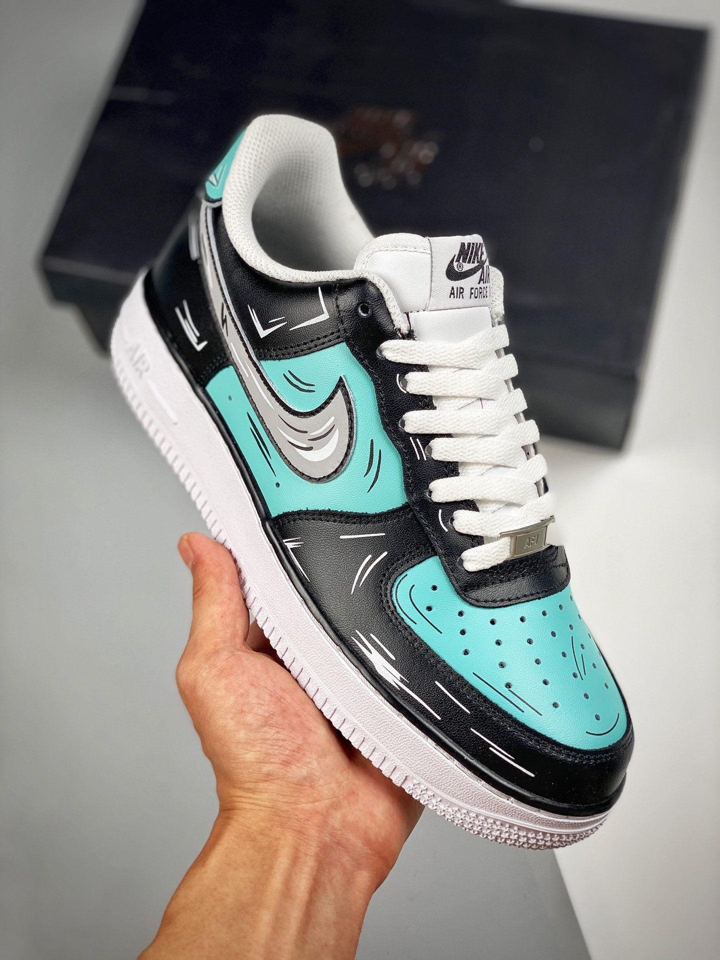 Custom Nike Air Force 1 Low Black Green For Sale