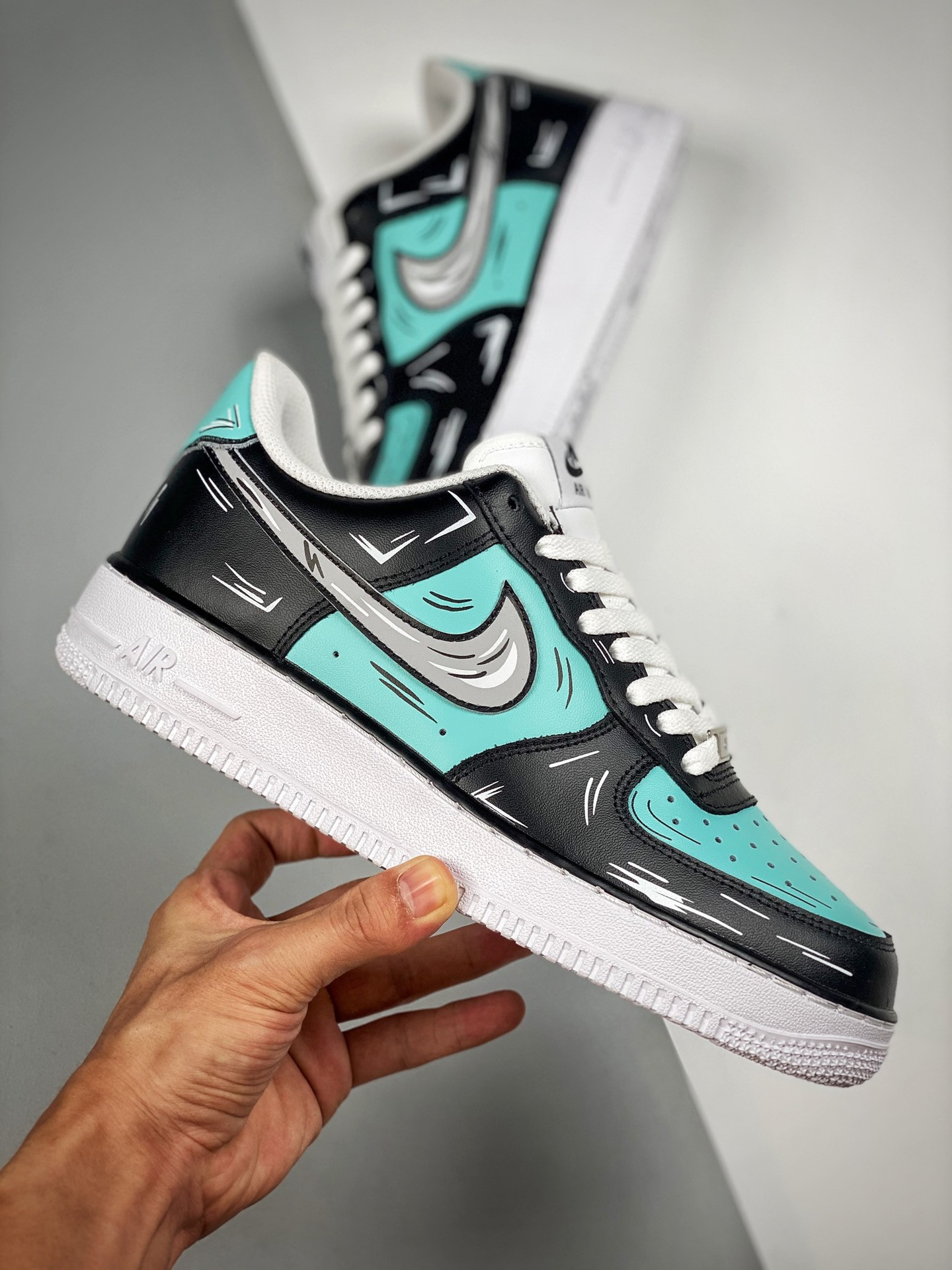 Custom Nike Air Force 1 Low Black Green For Sale