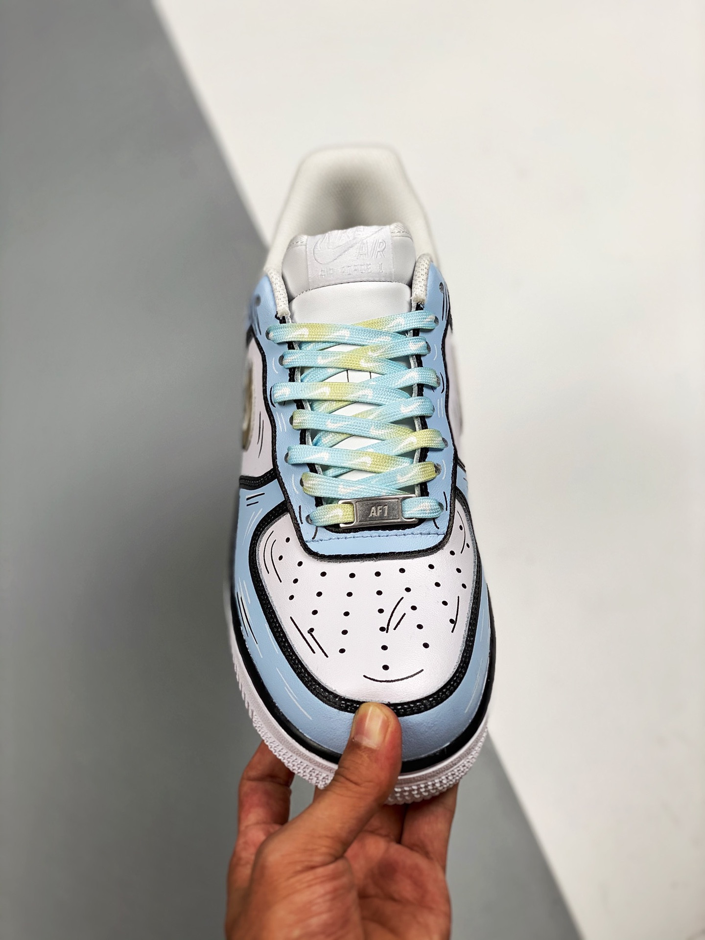 Custom Nike Air Force 1 Low Blue White Gold Black For Sale