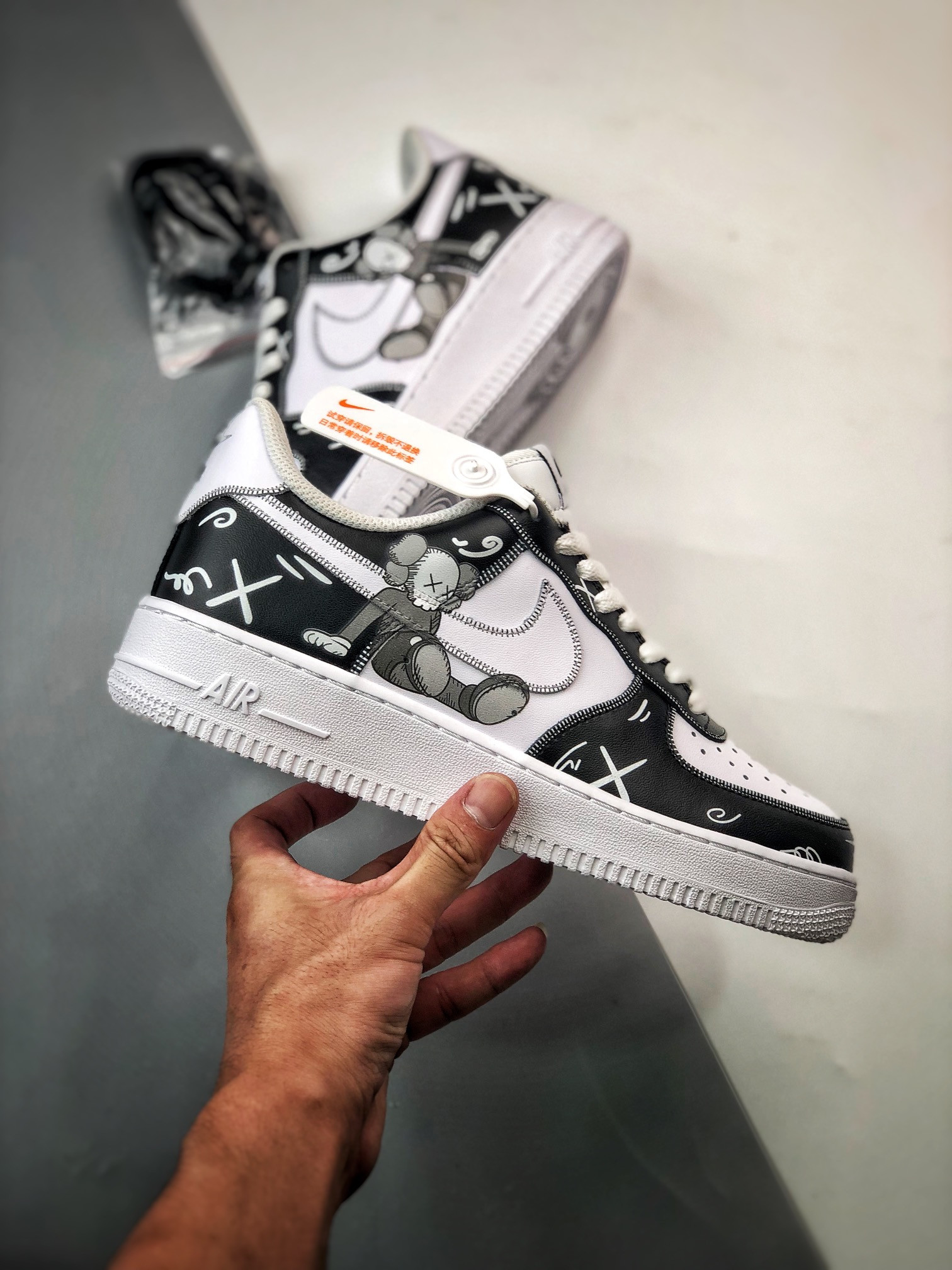 Custom Nike Air Force 1 Low Custom Black White For Sale