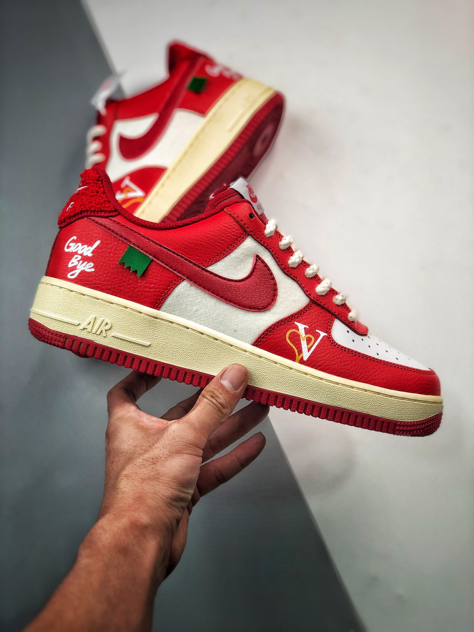 Custom Nike Air Force 1 Low ‘Good Bye’ Red White For Sale