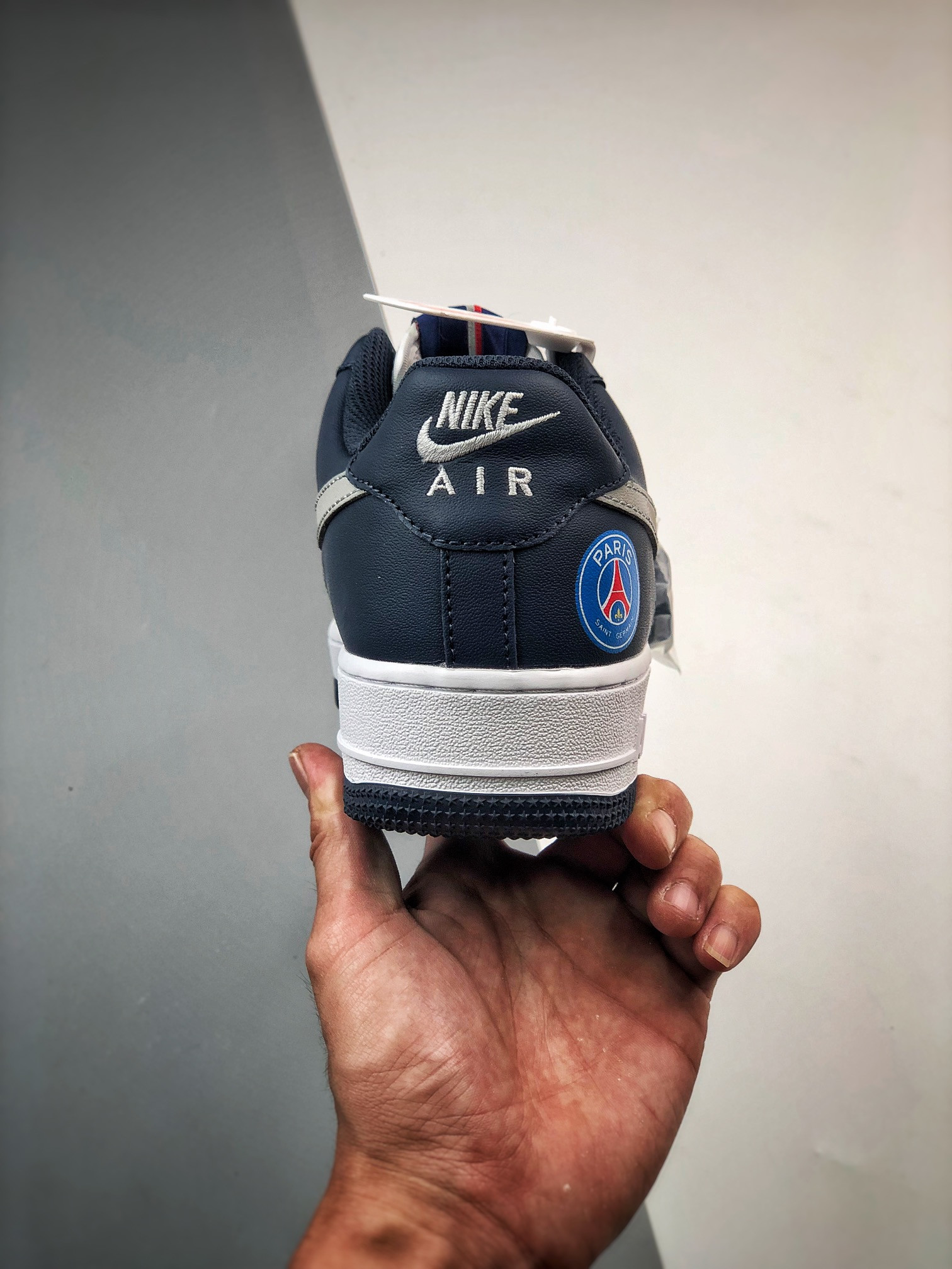 Custom Nike Air Force 1 Low ‘Paris’ White Grey Navy For Sale