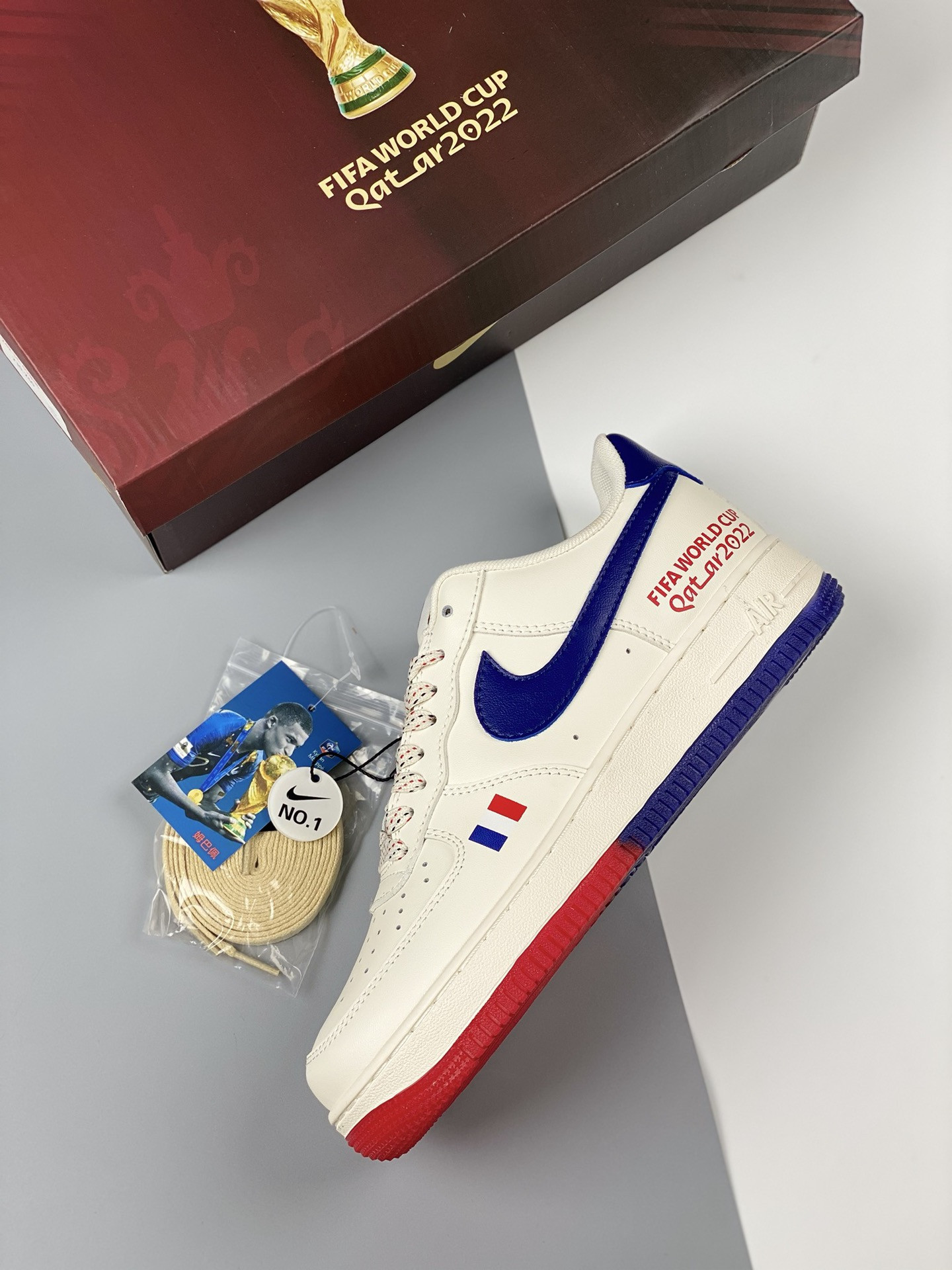 Custom Nike Air Force 1 Low ‘World Cup 2022’ White Blue Red For Sale