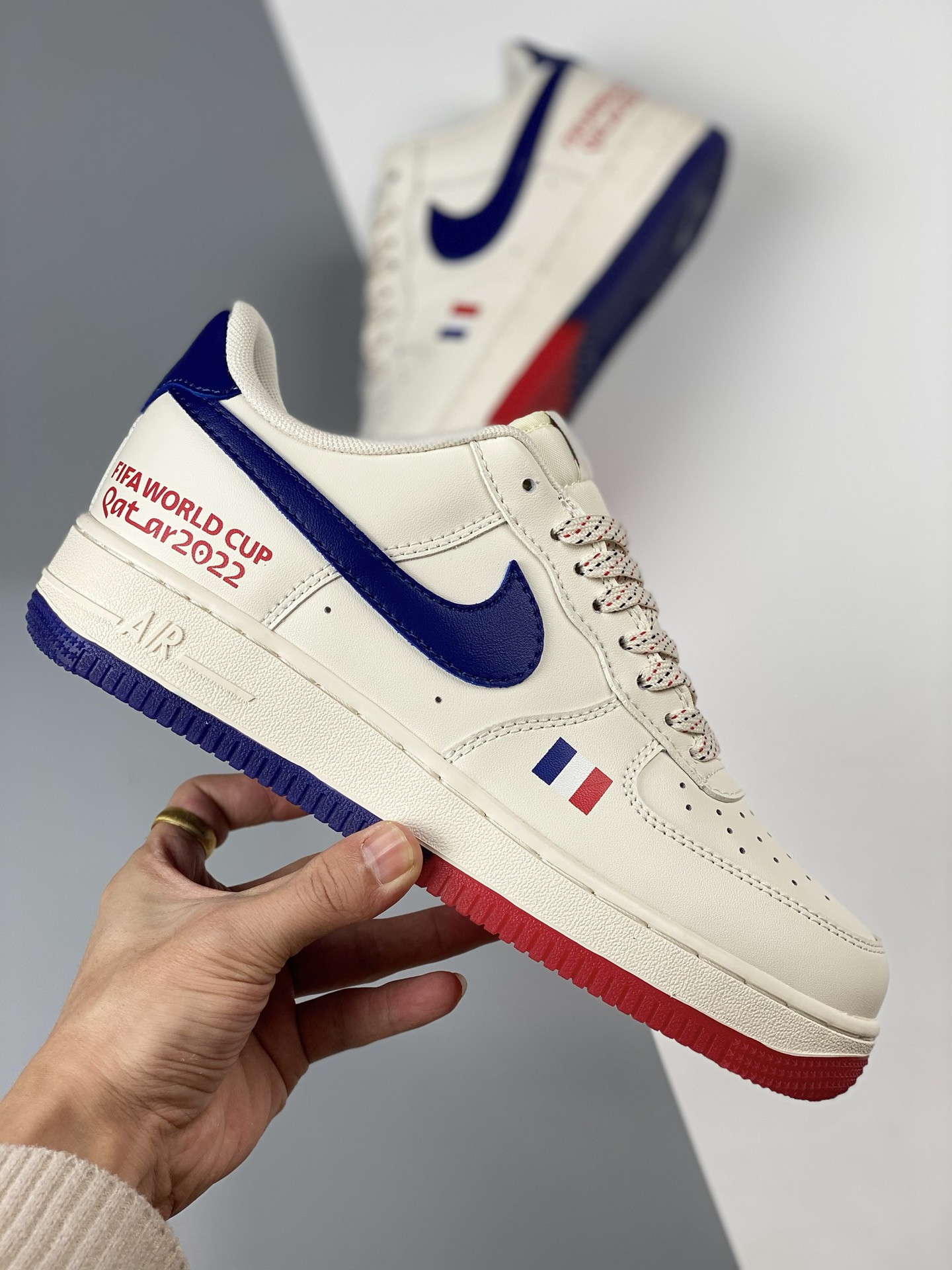 Custom Nike Air Force 1 Low ‘World Cup 2022’ White Blue Red For Sale