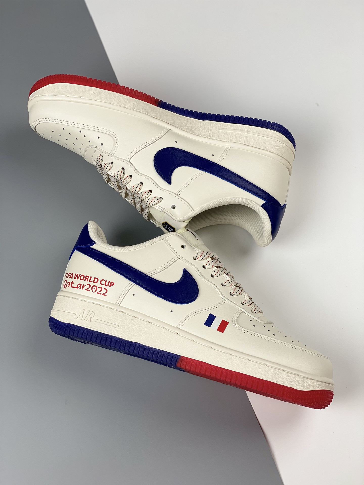 Custom Nike Air Force 1 Low ‘World Cup 2022’ White Blue Red For Sale