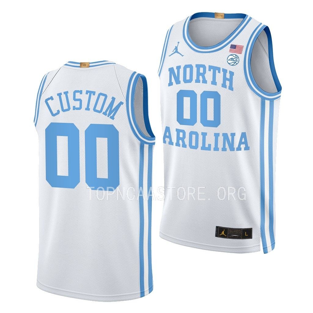 Custom North Carolina Tar Heels #00 White Throwback Jersey 2022-23 Elite