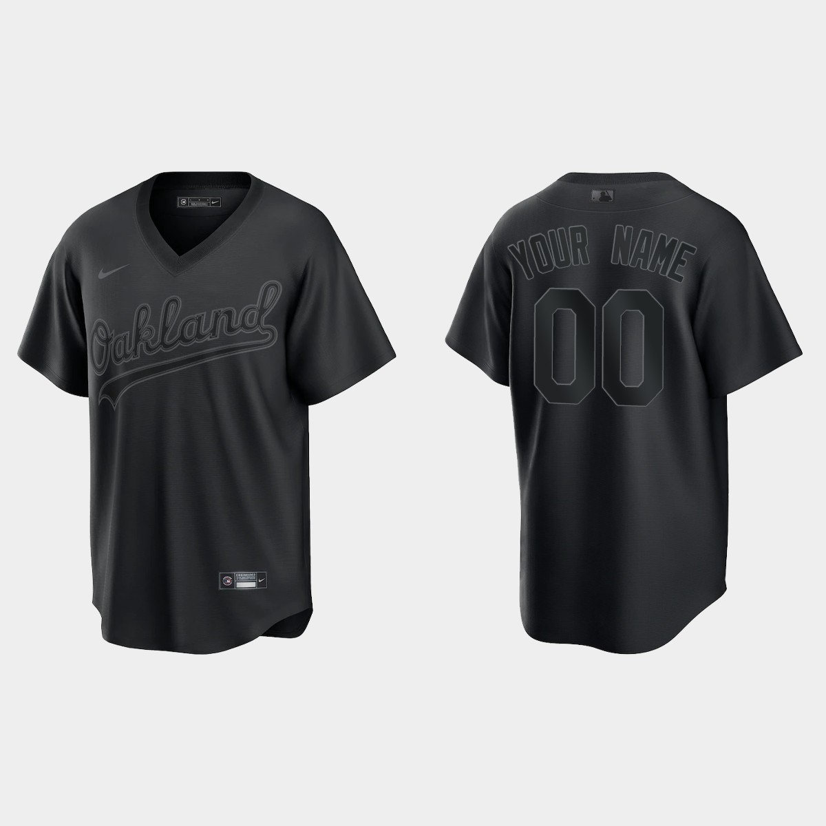 Custom Oakland Athletics Pitch Black Fashion Jersey – Black