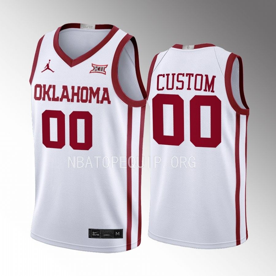 Custom Oklahoma Sooners White Jersey 2022-23 College Home