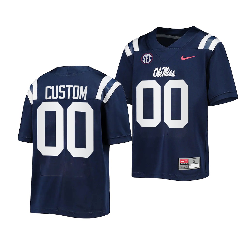 Custom Ole Miss Rebels Navy 2022-23 Untouchable Game Youth Jersey