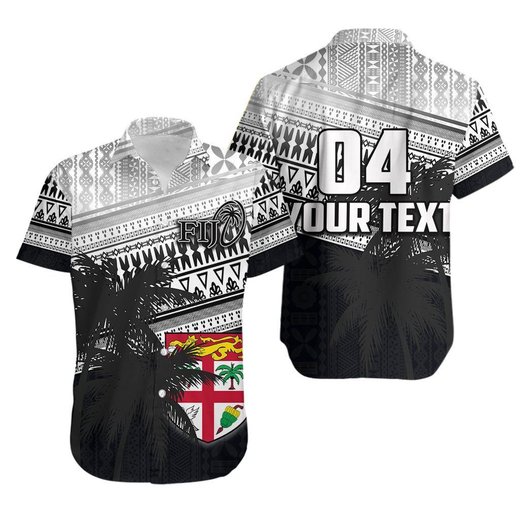 Custom PersonalisedFiji Rugby Makare And Tapa Patterns Hawaiian Shirt Black Th4