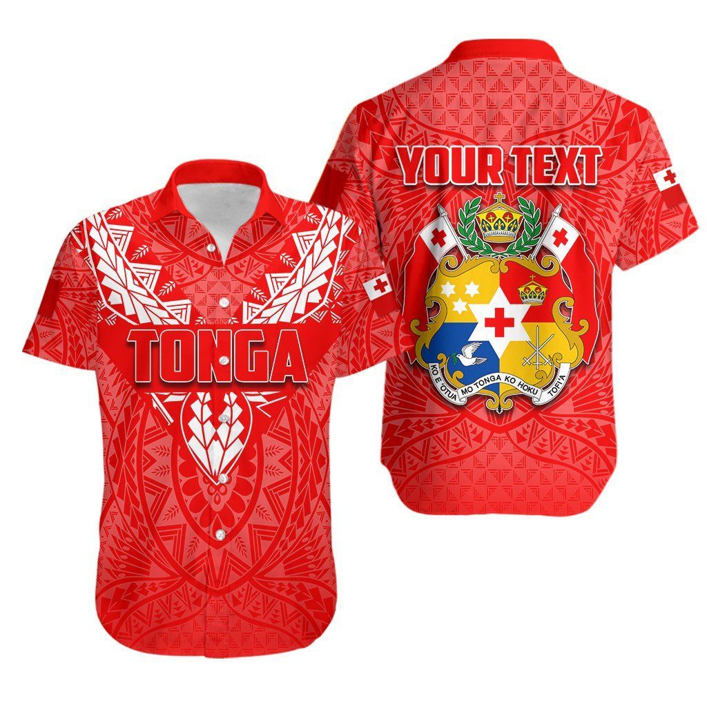 Custom PersonalisedTonga Rugby Hawaiian Shirt Polynesian With Coat Of Arms Style Th4