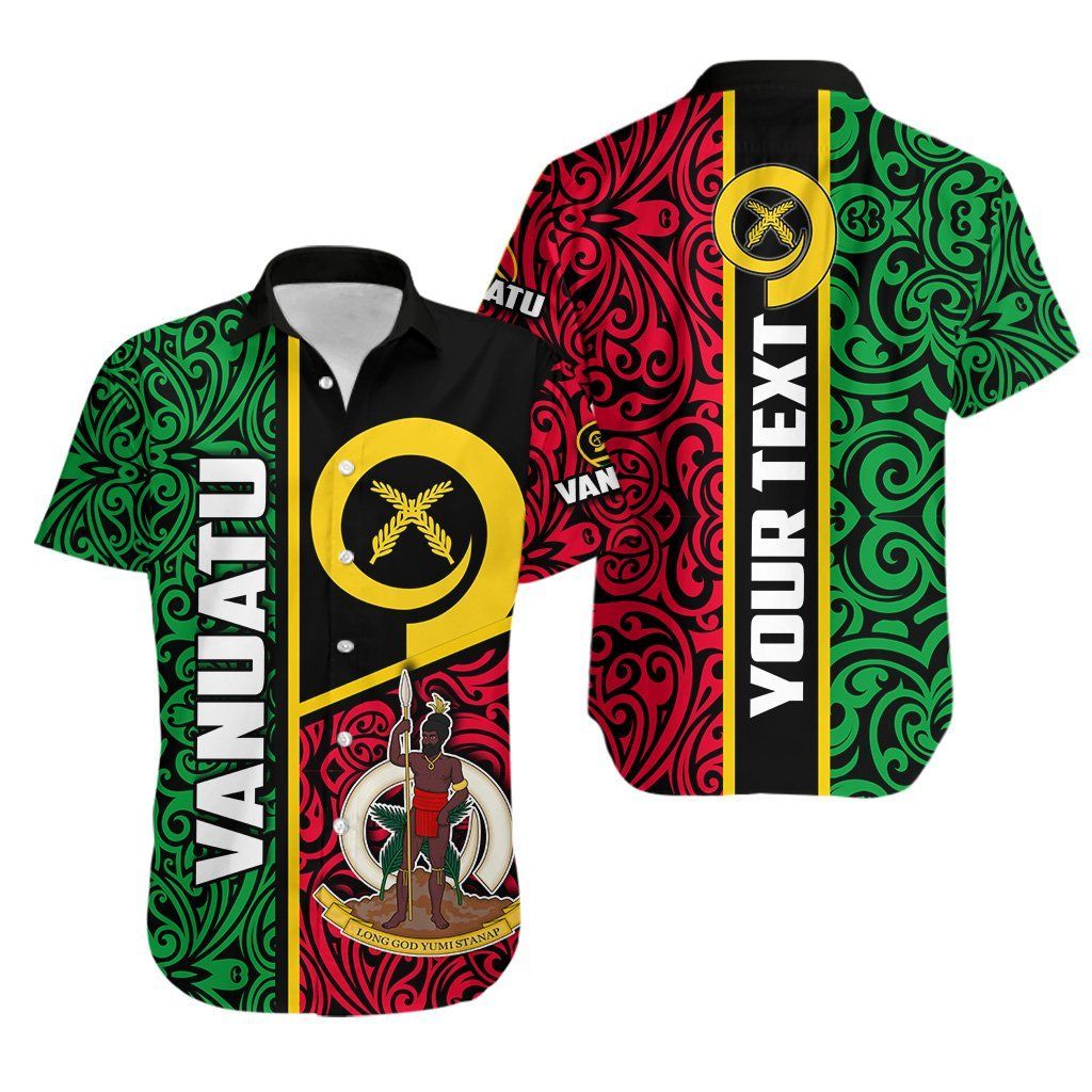 Custom PersonalisedVanuatu Rugby Hawaiian Shirt Polynesian Flag Style Th4