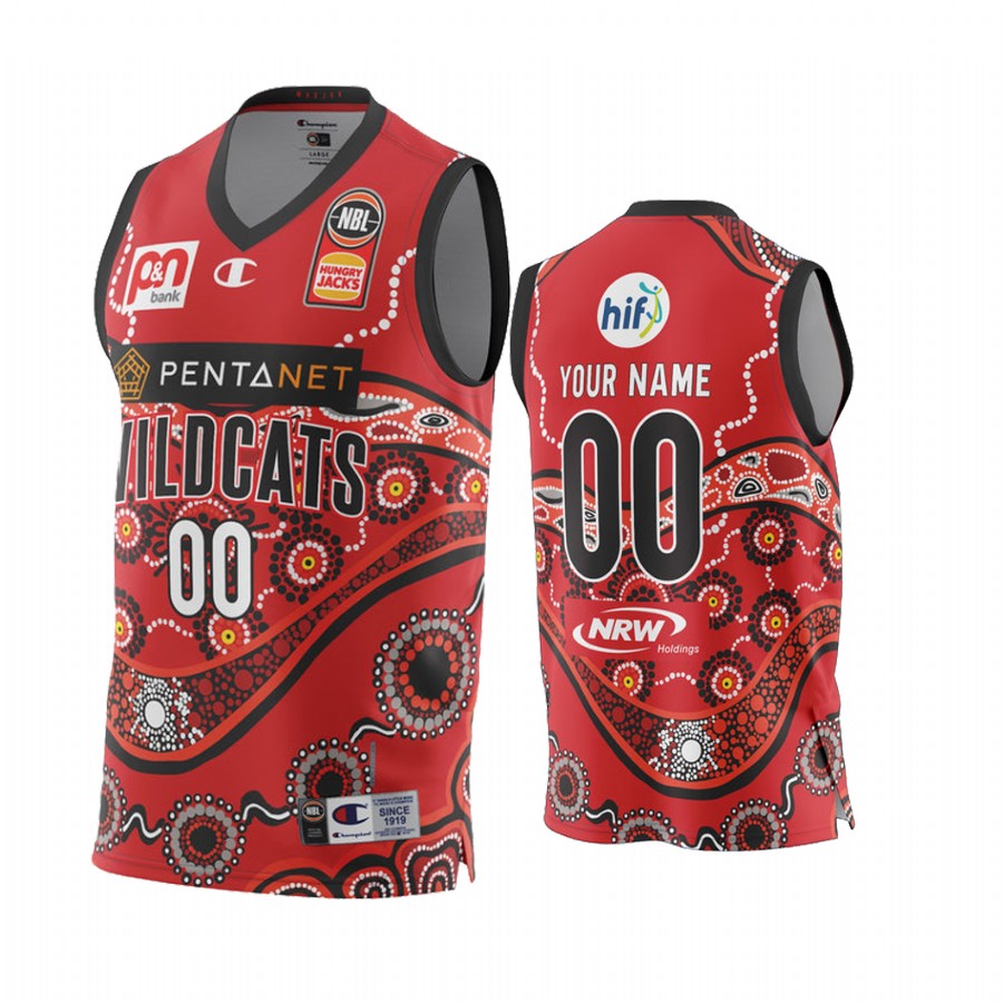 Custom Perth Wildcats NBL Indigenous Round 2022 Jersey #00 Red Special Edition Uniform