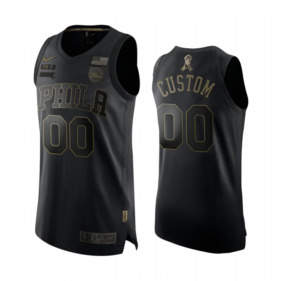 Custom Philadelphia 76ers 2020 Salute To Service Black Jersey