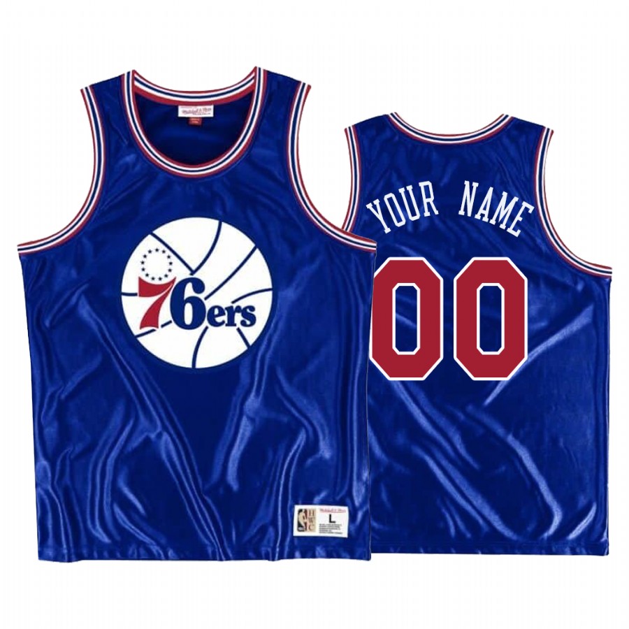 Custom Philadelphia 76ers Blue Dazzle Tank Jerseys