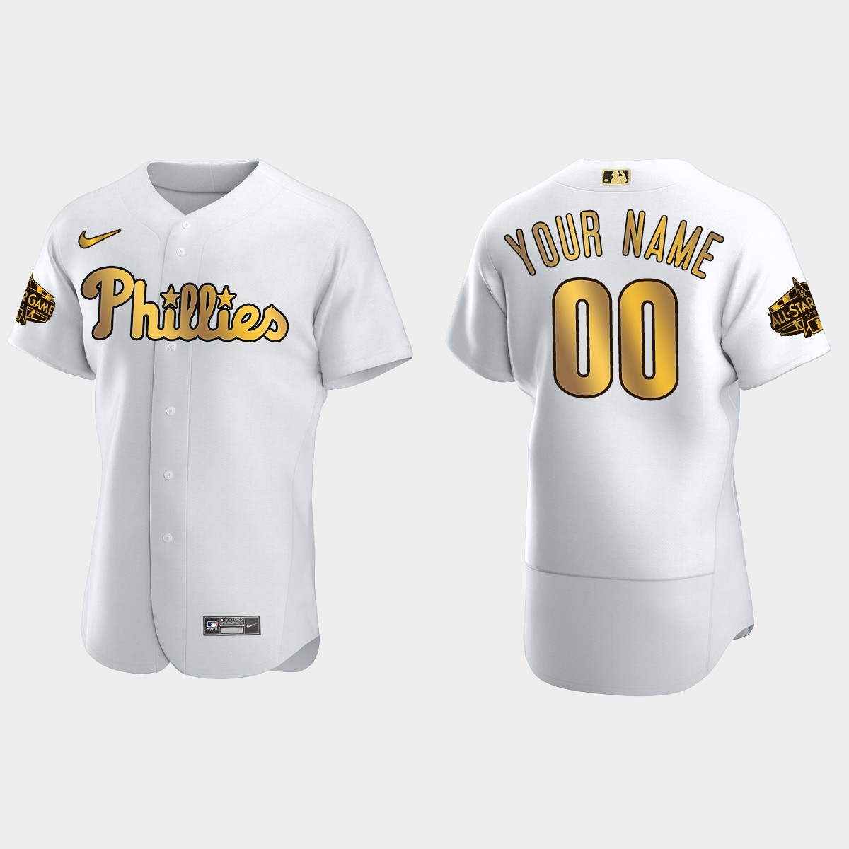Custom Philadelphia Phillies 2022 MLB All-Star Game Jersey - White Gold