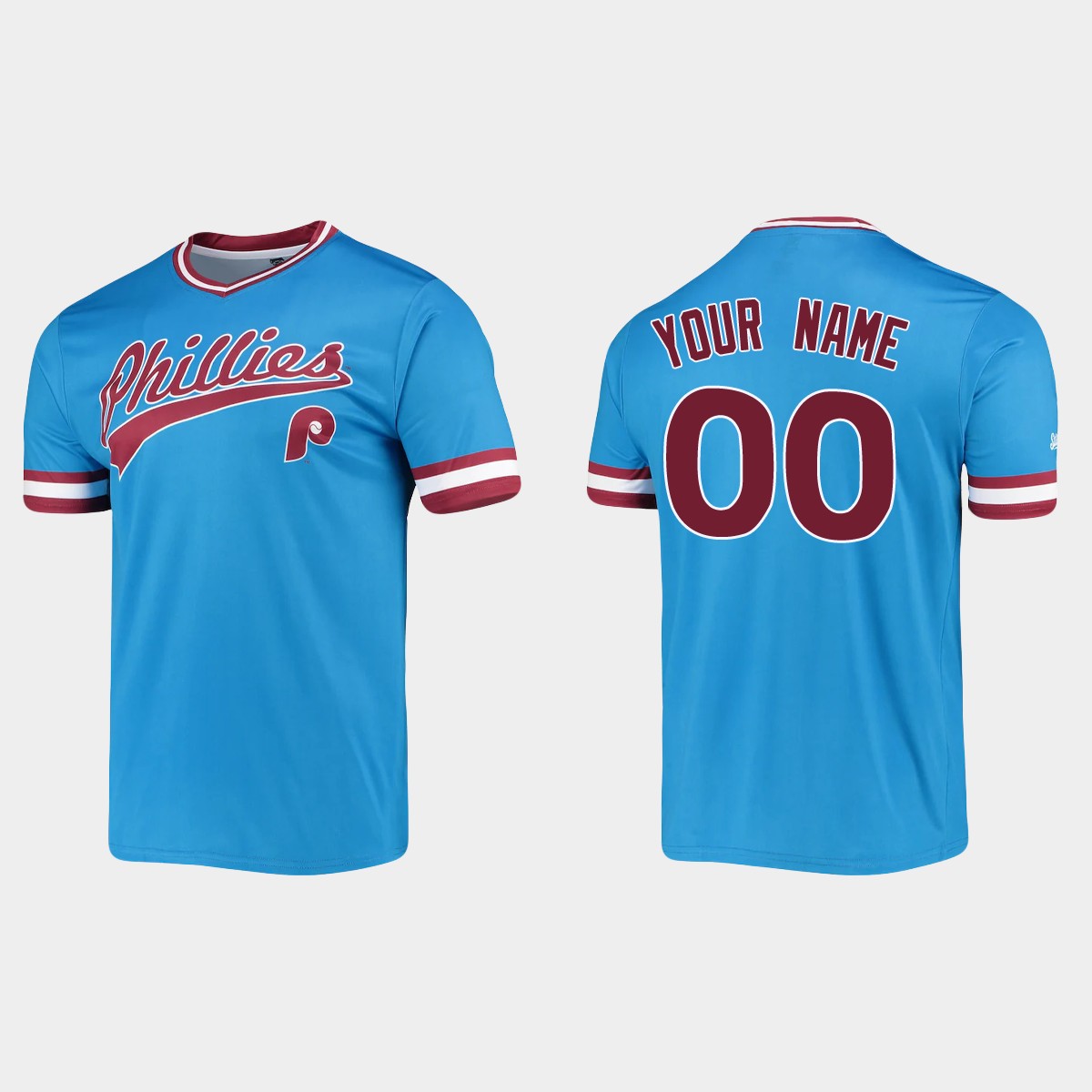 Custom Philadelphia Phillies Cooperstown Collection Stitches Jersey - Light Blue