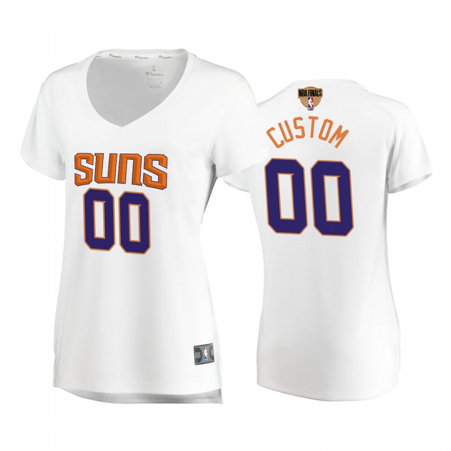 Custom Phoenix Suns #00 White 2021 NBA Finals Women Jersey Association Edition