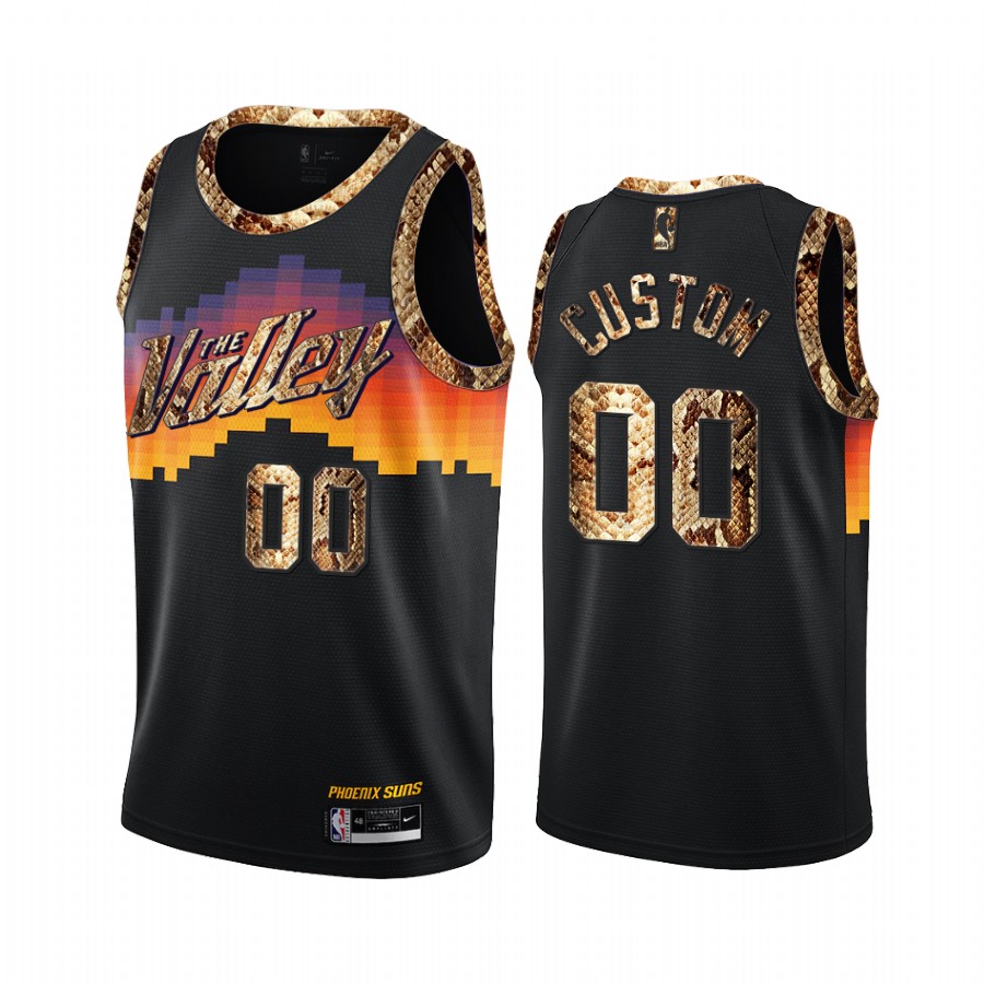 Custom Phoenix Suns Black Python Skin Jersey 2021 Exclusive Edition