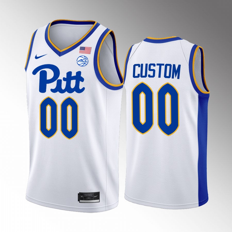 Custom Pitt Panthers White Jersey 2022-23 College Home