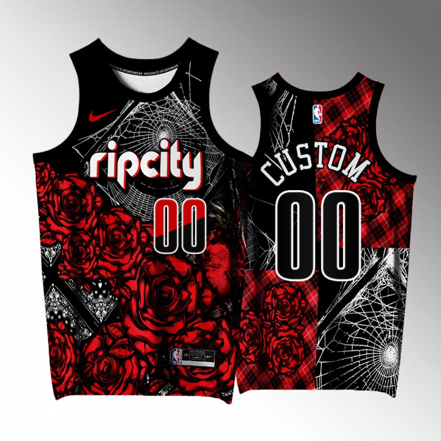 Custom Portland Trail Blazers Black #00 Jersey Rose Garden Exclusive Edition