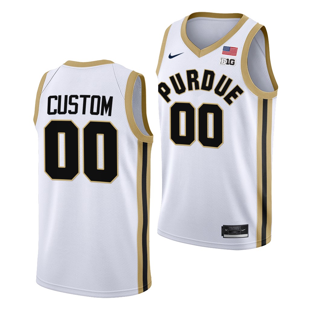 Custom Purdue Boilermakers #00 White College Jersey 2022-23
