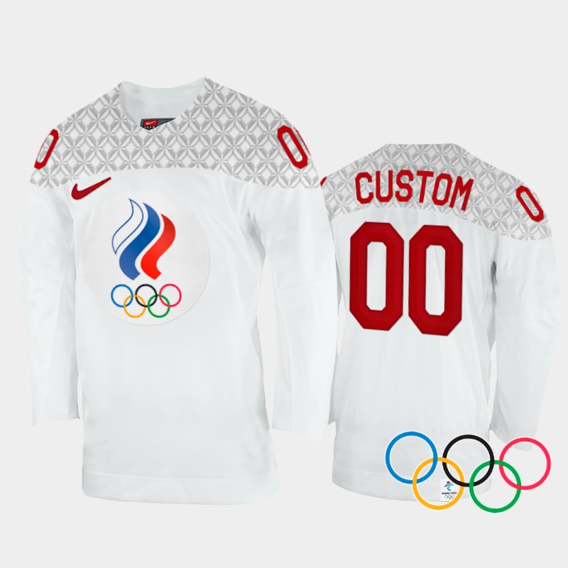 Custom Russia White Away Jersey 2022 Winter Olympics