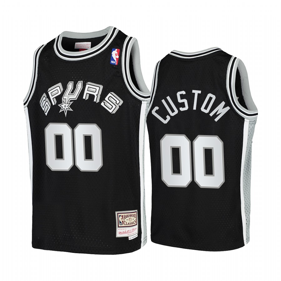 Custom San Antonio Spurs Hardwood Classics Youth Jersey - Black