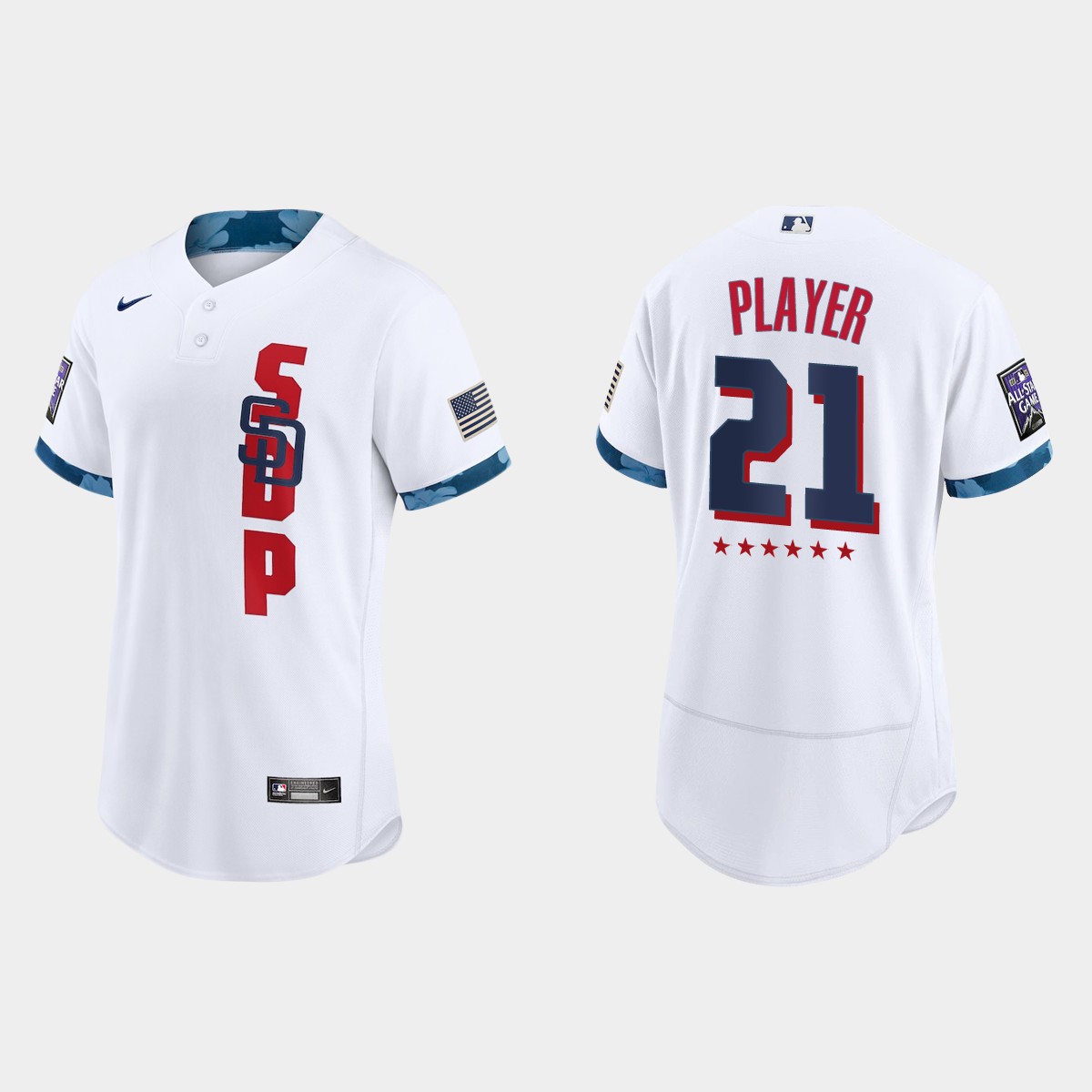 Custom San Diego Padres 2021 MLB All-Star Game Jersey – White