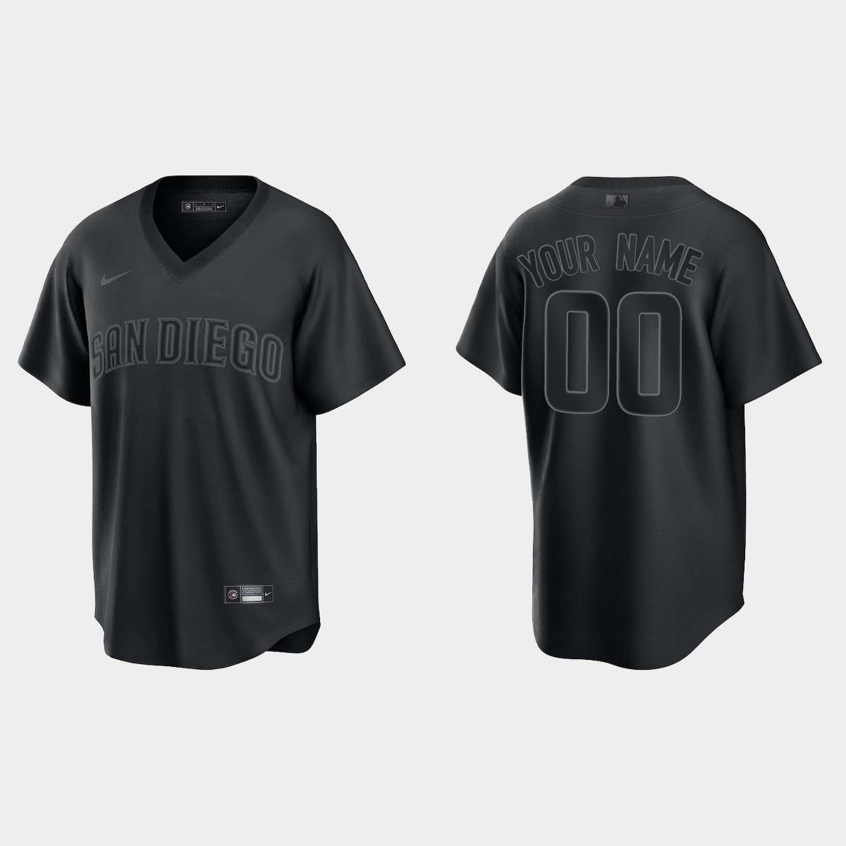 Custom San Diego Padres Pitch Black Fashion Jersey – Black