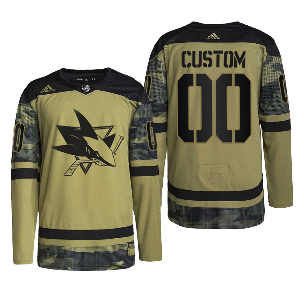 Custom San Jose Sharks Military Appreciation Jersey Camo #00 Practice