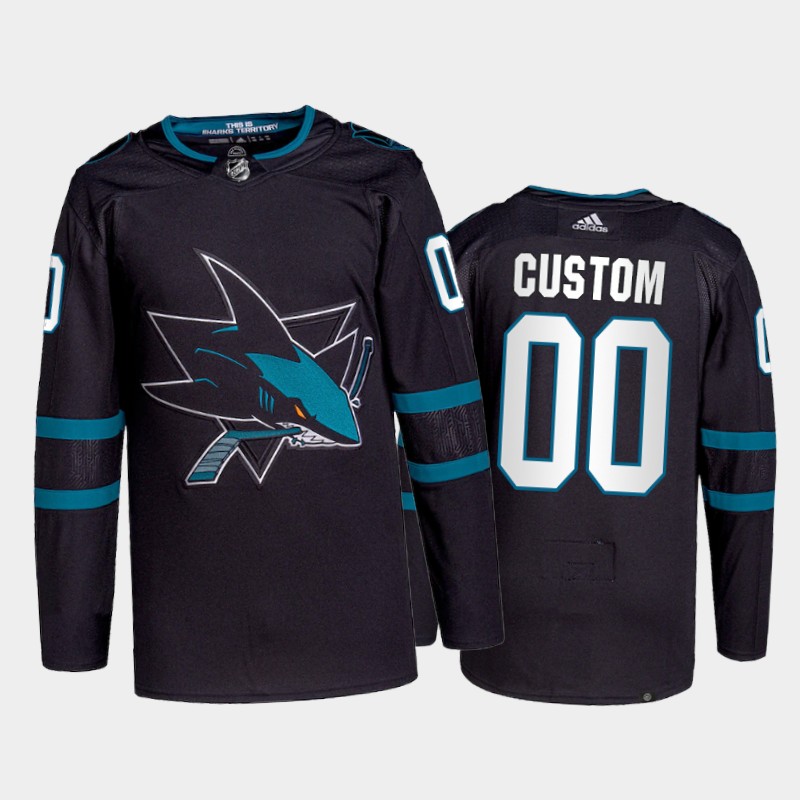 Custom San Jose Sharks Pro Jersey 2021-22 Black #00 Alternate Uniform