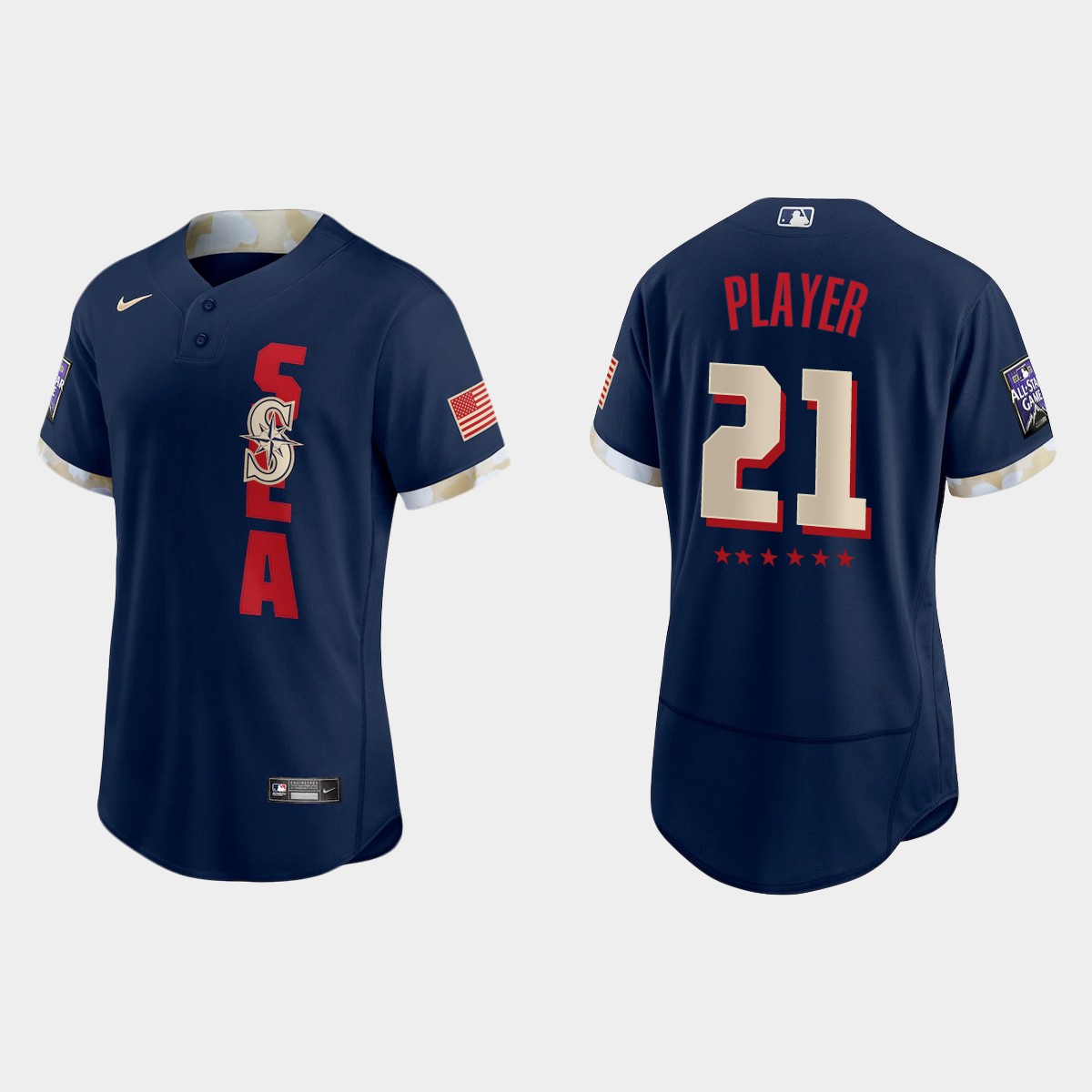 Custom Seattle Mariners 2021 MLB All-Star Game Jersey - Navy