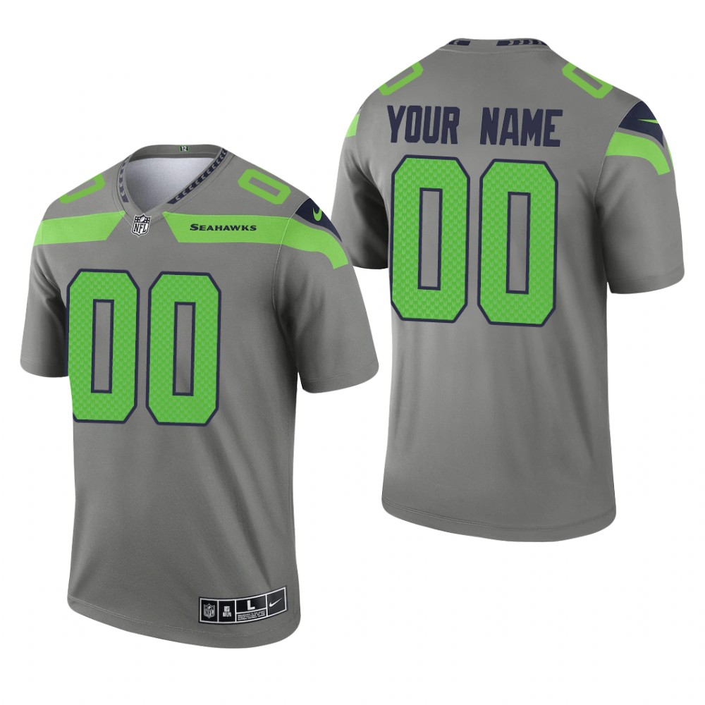 Custom Seattle Seahawks Steel Jersey Inverted Legend – Men’s
