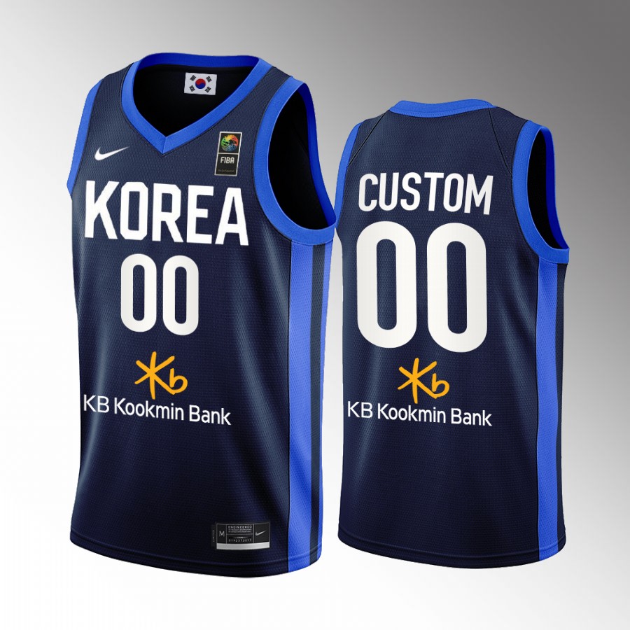 Custom South Korea 2022 FIBA World Cup Blue Jersey Away #00