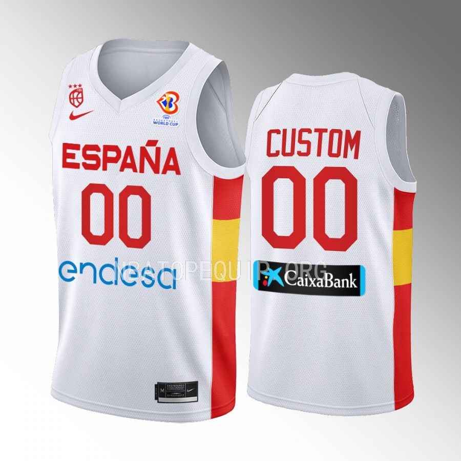 Custom Spain 2023 FIBA World Cup White Jersey #00
