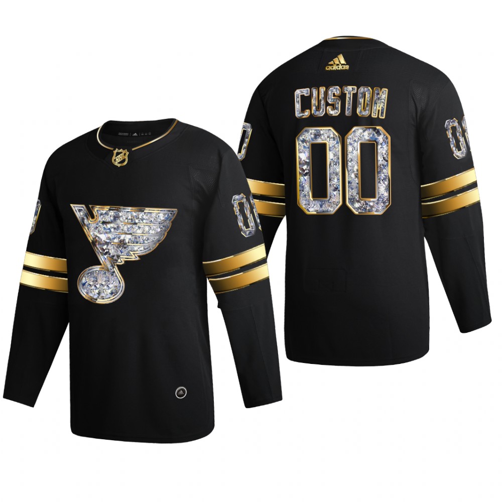 Custom St. Louis Blues 2022 Stanley Cup Playoffs Black Diamond Edition Jersey