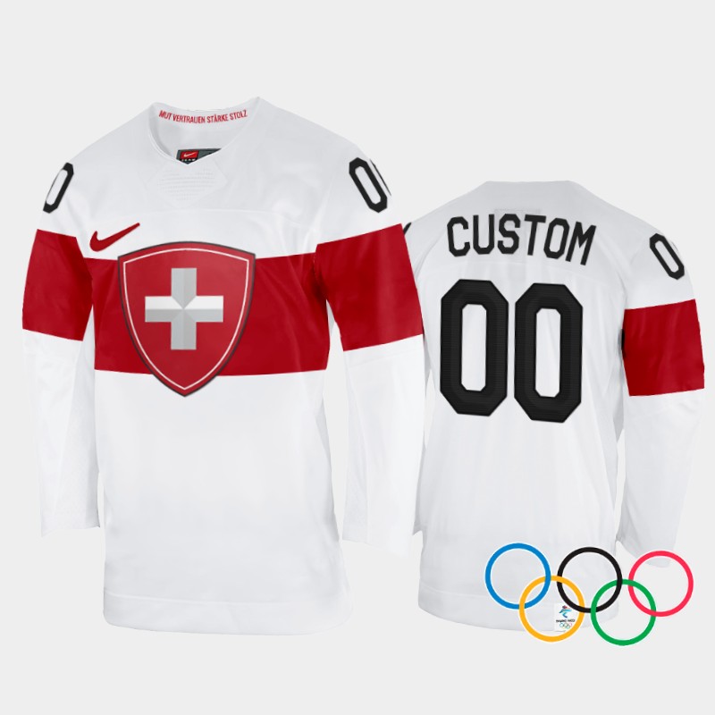 Custom Switzerland White Away Jersey 2022 Winter Olympics