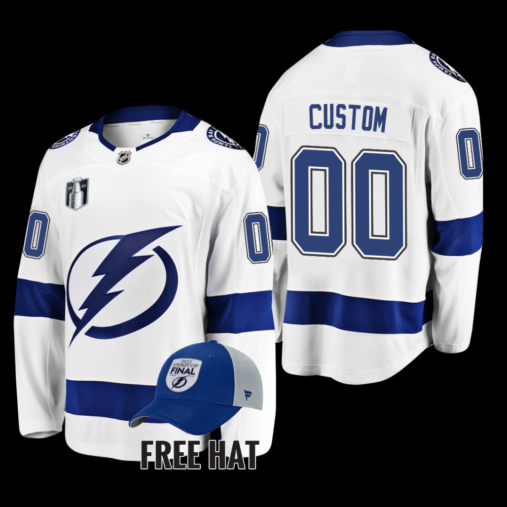 Custom Tampa Bay Lightning 2022 Stanley Cup Final White Away Jersey